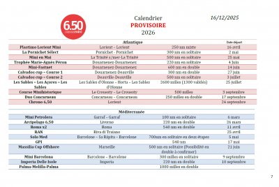 calendrier 2026 PROVISOIRE